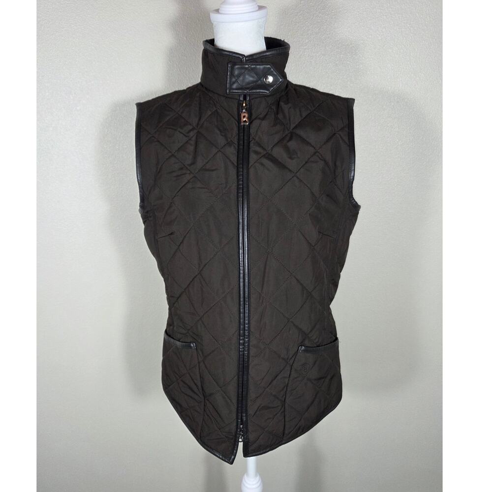 Bogner Woman's Brown Diamond Quilted Equestrian Athleisure Luxury Vest Size 6